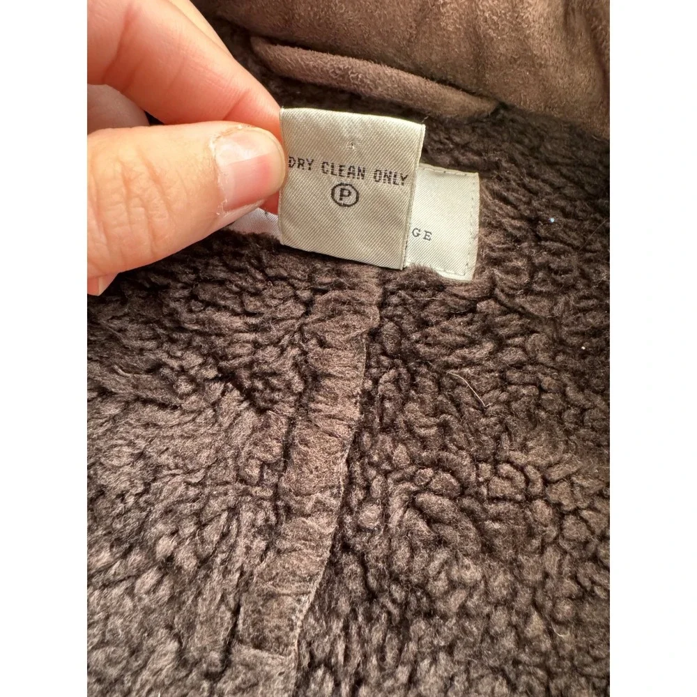 Armani Exchange AX Mens Suede Faux Fur Lined Blazer Jacket Brown Large‎